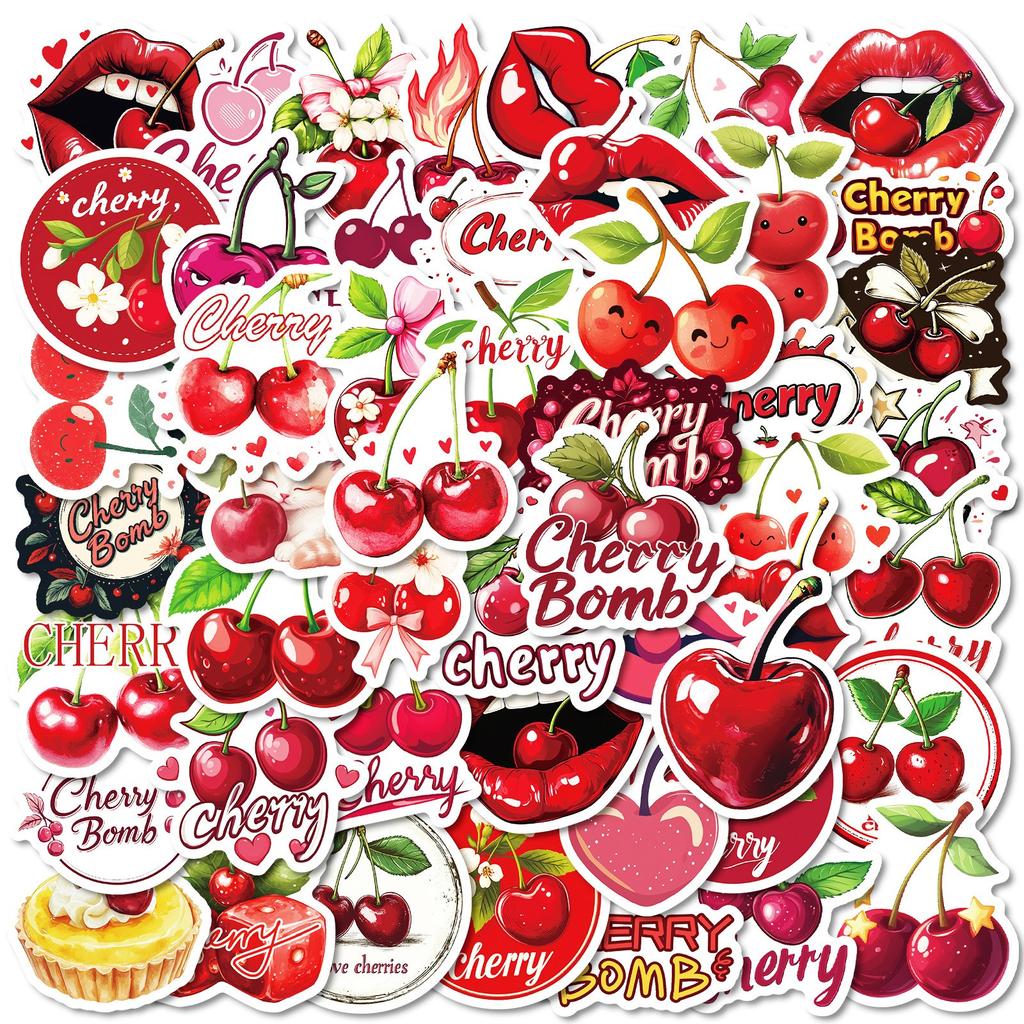 50PC Red Stickers For Refrigerator, Cup, Guitar, Phone Case Stickers