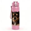 1PC Short Hair Chihuahua Dog 750ml Color Plastic Sports Water Bottle Leakproof Flip Straw Lid Suitable for Sports Office Home Use