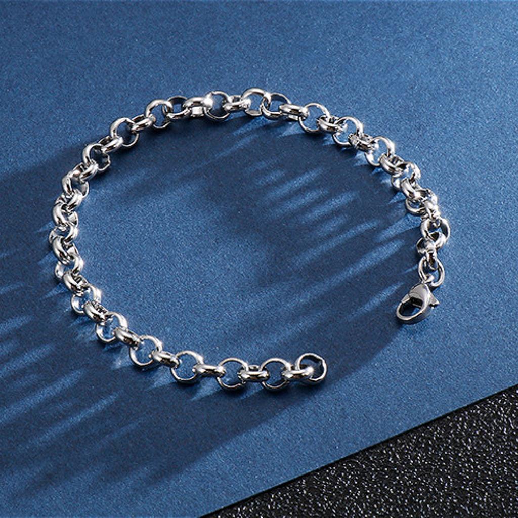 O-shaped Round Stainless Steel Bracelet Men and Women Punk Style Chain