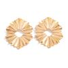 Design Sense Metal Pleated Leaf Stud Earrings Sweet Cool Geometric Smooth Round Earrings