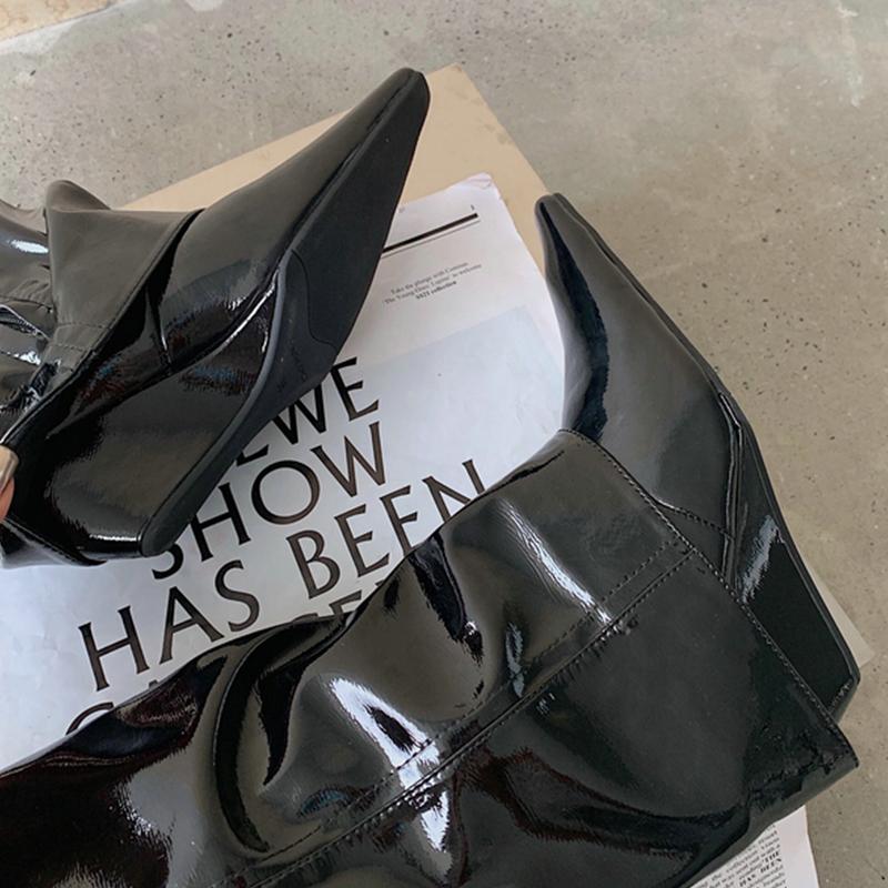 Fashion 2025 Autumn Winter Women Knee High Boots Fashion Female Pointed Toe Wedges Shoes Zipper Shoes Ladies Modern Chelsea Boots