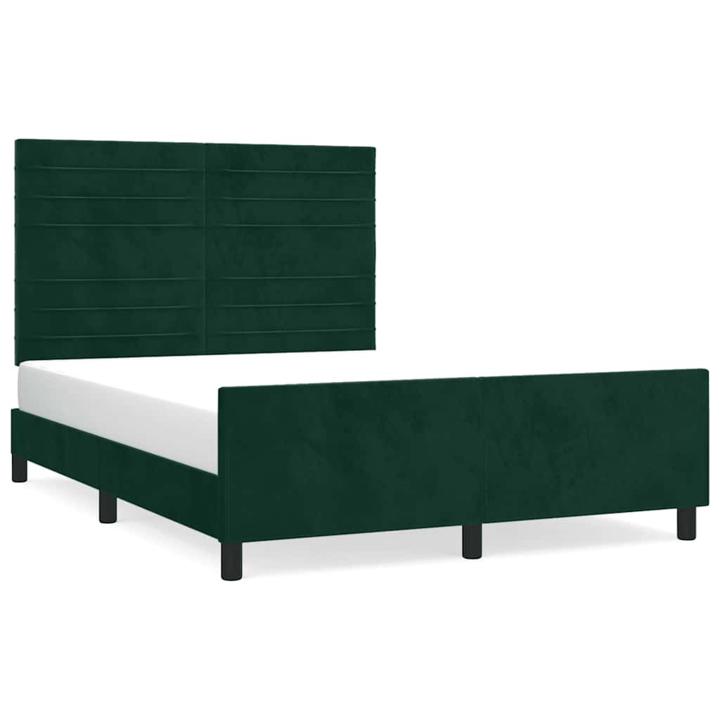 Bed Frame without Mattress Dark Green 140 x 190 cm Velvet