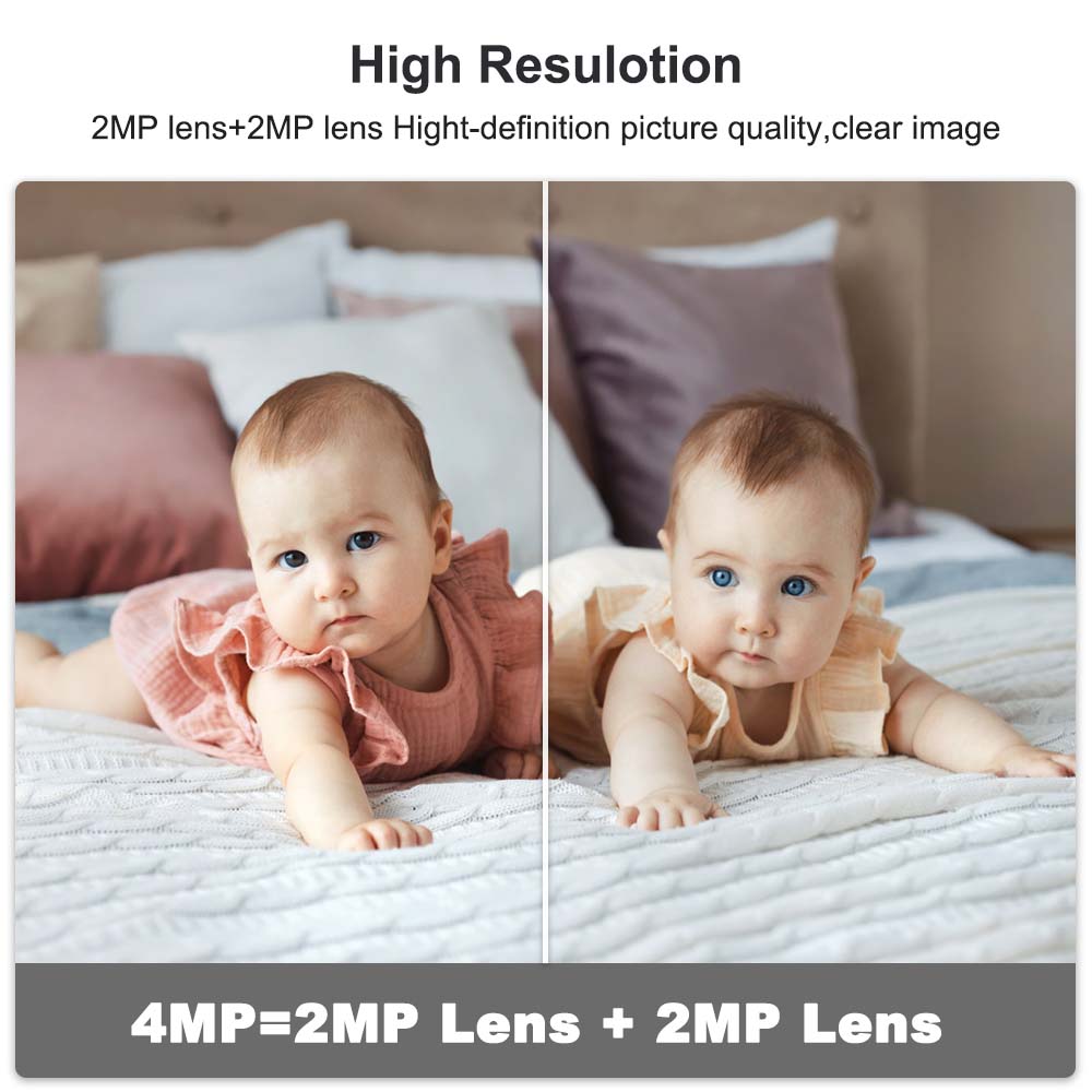 4MP Baby Monitor Dual-Linse Sicherheitschutz Mutter Kinder Wifi Kamera Innen Mini PTZ IP Videoüberwachung ICsee
