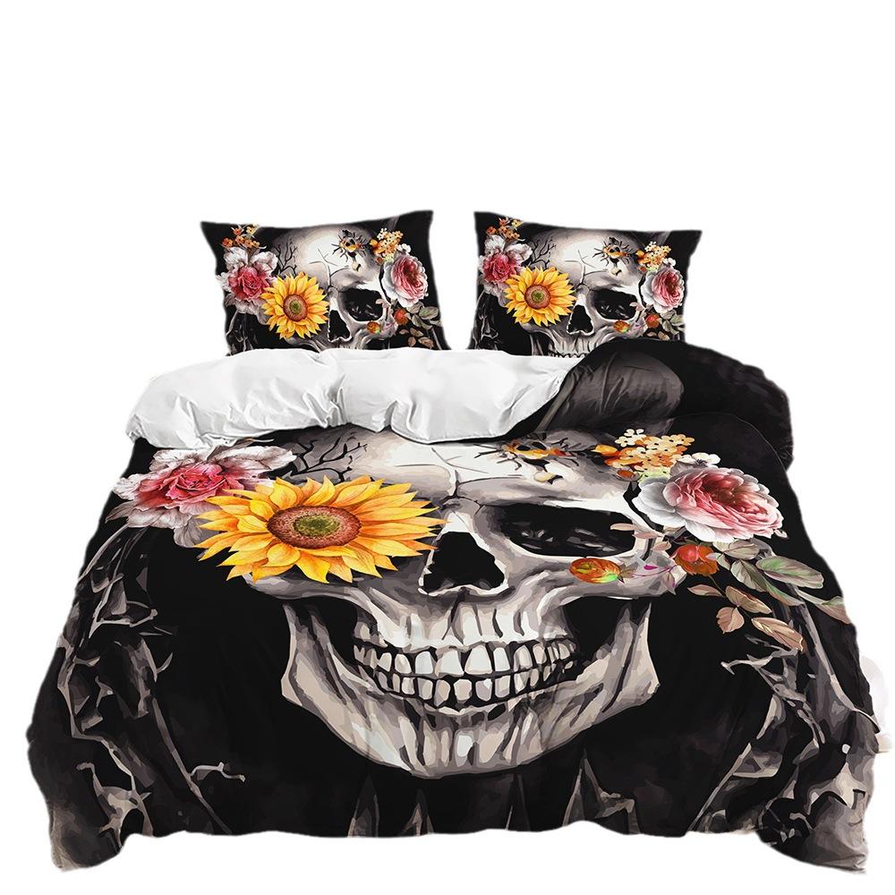 Three-Piece Quilt Cover Skull Two-Piece Bedding Set