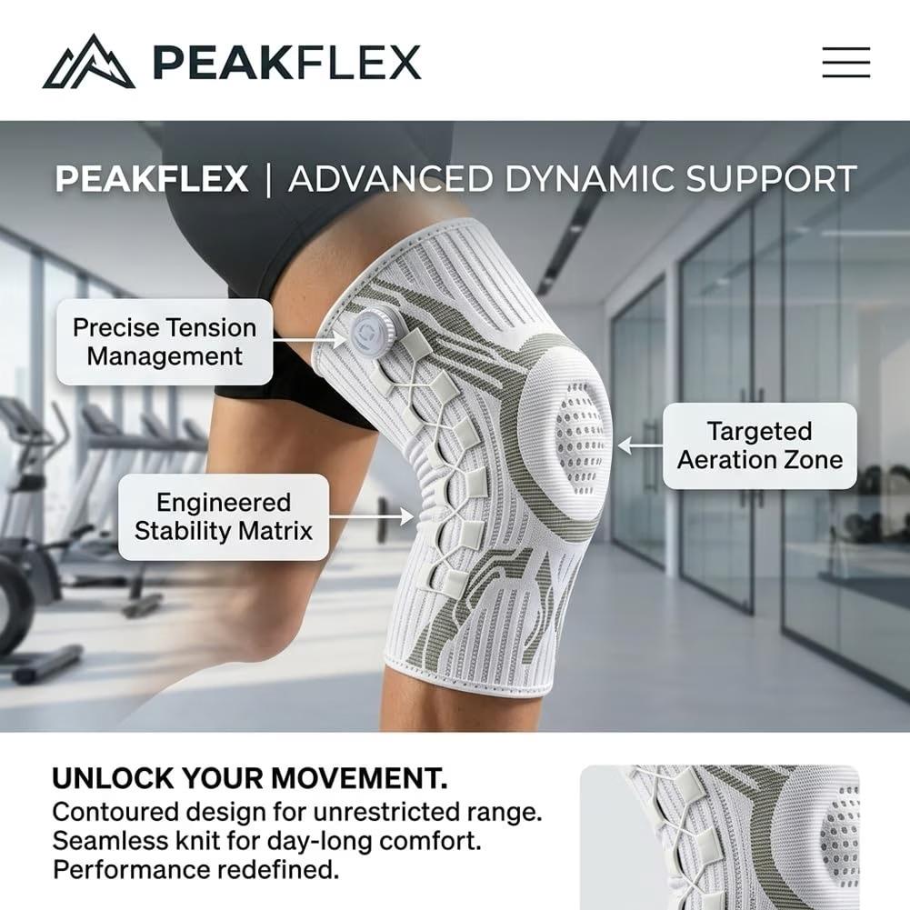 2027 New Knee Sleeve, Adjustable Knee Brace with Micro-Adjustment Dial System, Anti-Slip Breathable, Comfortable Support