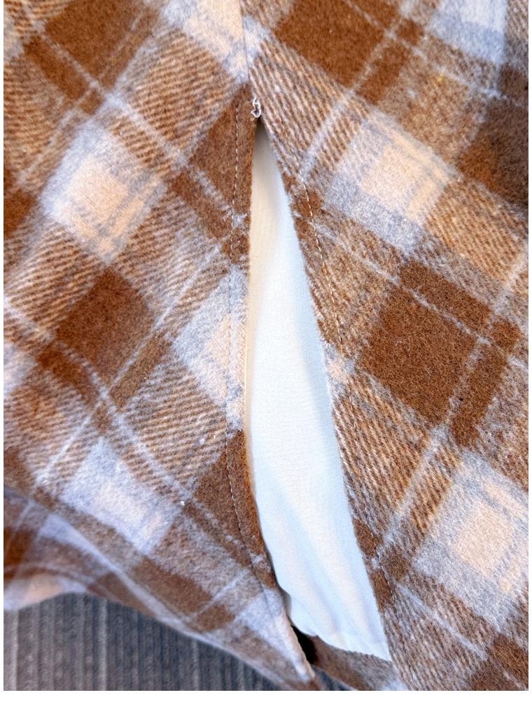 2025 Winter Plus Size Retro Plaid Midi Skirt - Thick Wool for 130-320 Jin