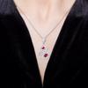 Light Luxury Ruby Necklace, Colored Treasure Earrings, Hollow Pattern Fulu Red Diamond Gourd Pendant, Simulated Emerald Set.