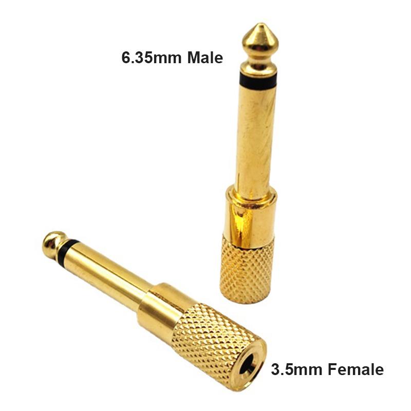 2pcs/lot 6.35mm Male To 3.5mm Female Mono Jack Plug Single Audio Cable Adapter Microphone Earphone Amplifier AUX Converter