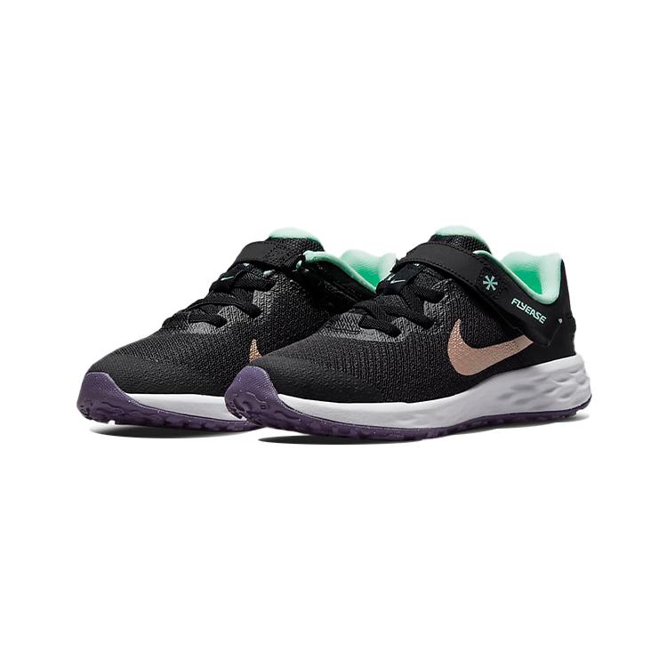Nike REVOLUTION 6 FlyEase Materiale Riciclabile Scarpe da Corsa Basse per Bambini Nero Verde Marrone Bambini di Età Compresa tra 3 e 7 Anni DD1114-005