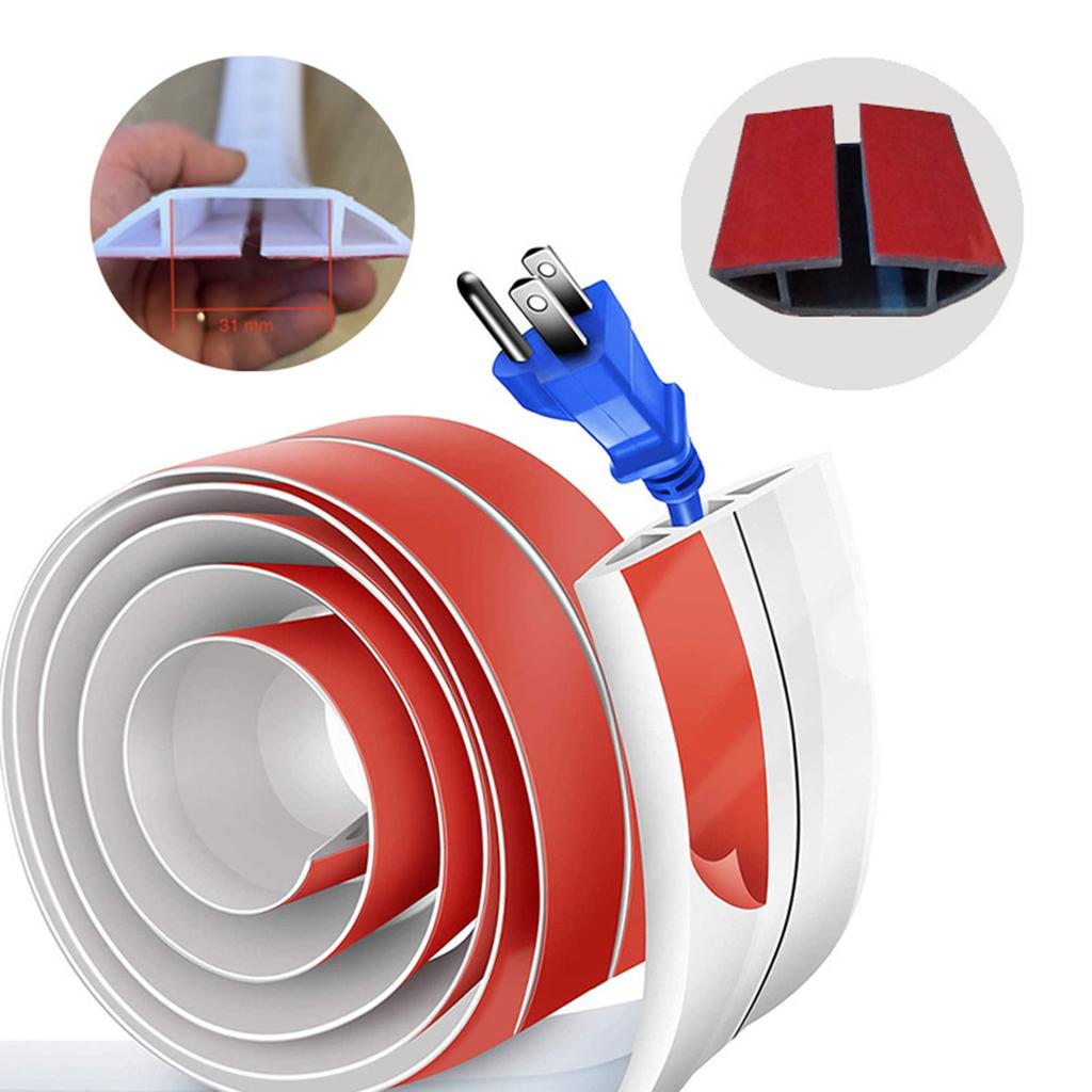 3 Meters Rubber Bond Floor Cord Cover Strong Self-Adhesive Electric Wire Organiser Hider Cable Protector for Home Office