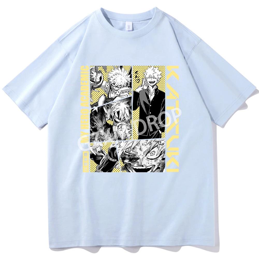 Katsuki Bakugo Anime My Hero Academic Comic T-shirt O-Neck Short Sleeve Shirts Fans Gift
