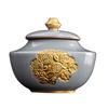 Creative Ge kiln tea jar, high-end ceramic gilded sealed storage jar, household tea storage jar