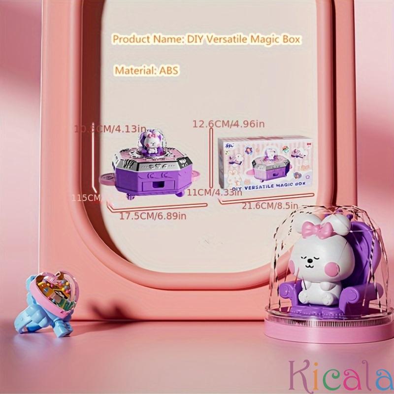 77pcs Set Children's Handmade DIY Multifunctional Magic Box Ring Jewelry Antique Card Sticker Machine Set Relieving Puzzle Toy