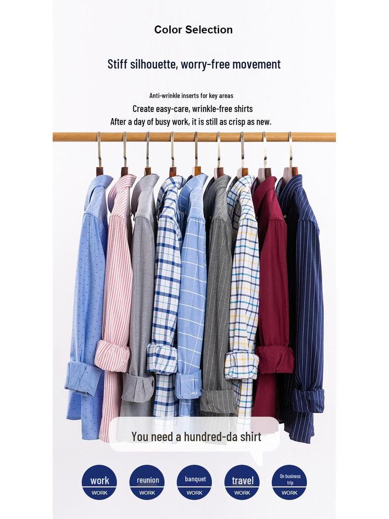 Men's Plus Size Plaid Oxford Cotton Long-Sleeve Shirt