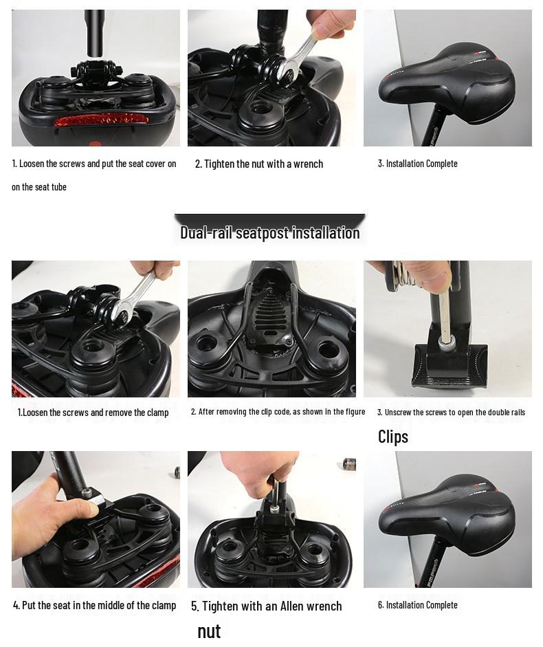 Super Soft Comfortable Bike Saddle with Seatpost & Bag