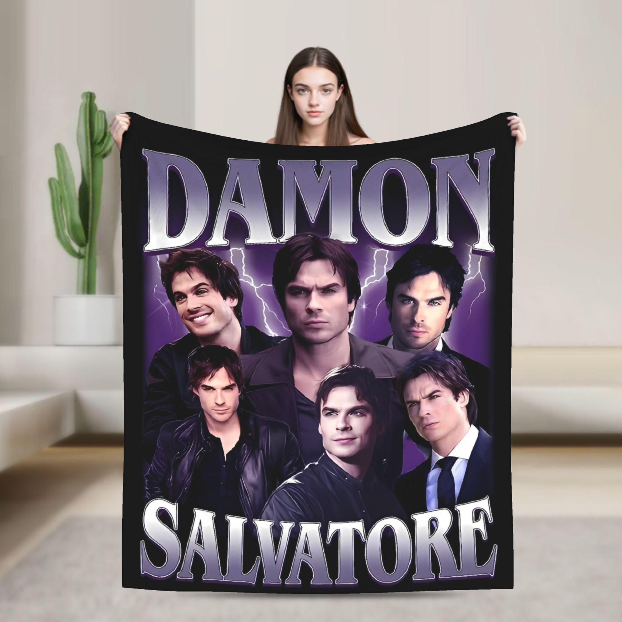 

The Vampire Diaries Damon Salvatore TV Series Blanket Travel Flannel Throw Blanket For Outdoor Warm Soft Bedspread Gift 100cm x 150cm