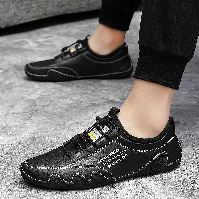 Men's Shoes Spring and Summer Trendy Shoes 2025 New Korean Version Versatile Men's Casual Shoes Large Size White Leather Shoes Doudou Shoes Men