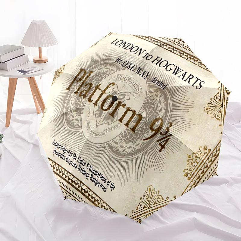 1pc Platform 9 3/4 Ticket Umbrella with Plastic Handle,Cartoon Pattern,Suitable for All Seasons Multi-functional Umbrella528