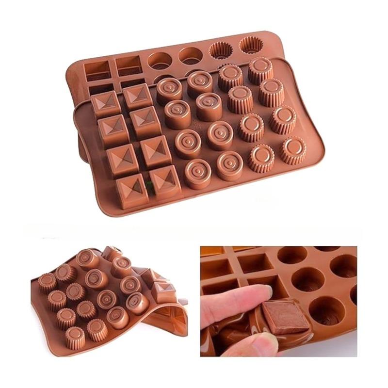 Silicone Chocolate Mold Set Non Stick Geometric Shape Candy Molds for Baking DIY Craft Ice Cake Decorations and Soap Making