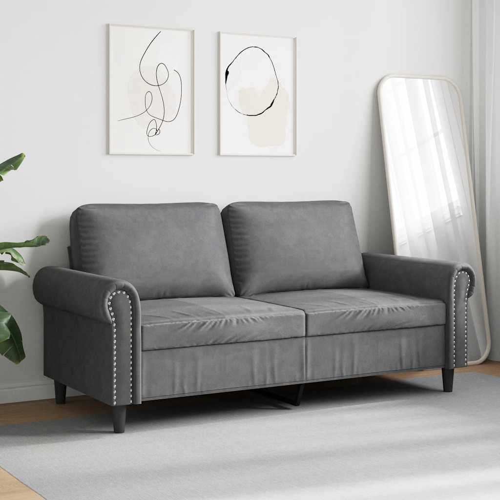 2 Seater Sofa Dark Grey 140 Cm Velvet