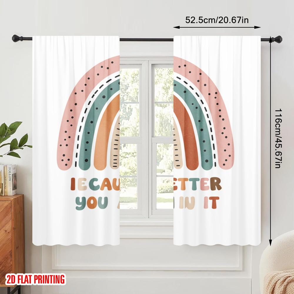 2pcs 2D flat printing Curtain Rainbow Classroom Quote Fabric Without Electricity Party Decorations Use for Outdoor Holiday