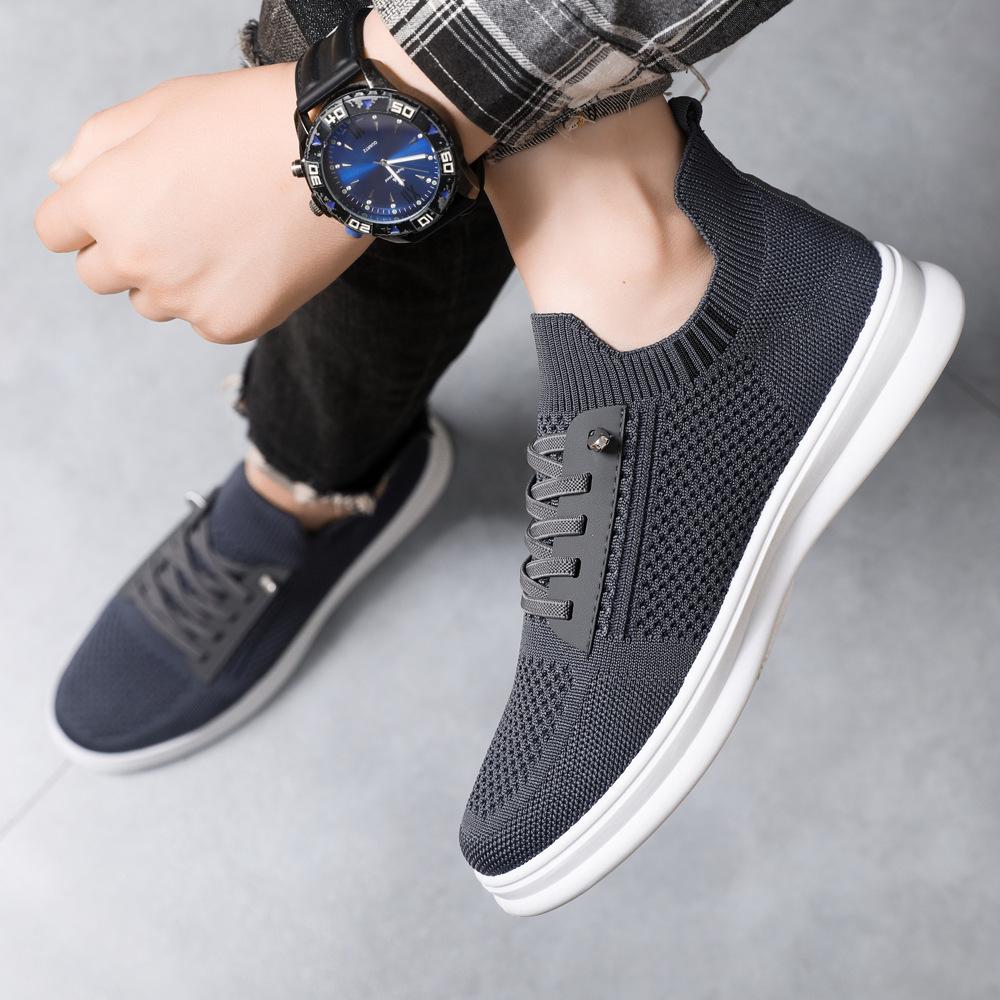 Board shoes men's summer new breathable fashion simple men's shoes flying woven low-top comfortable lace-up casual shoes