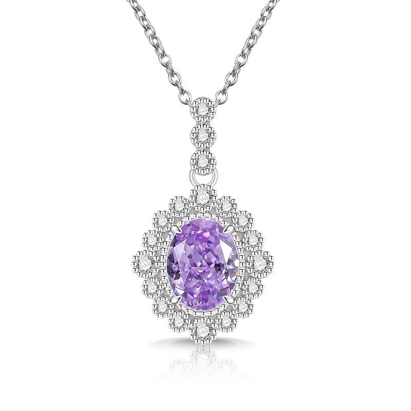 2026 Color Treasure High Carbon Diamond Ice Flower Cut Pigeon Egg Necklace Plated Real Gold Egg Shaped Pendant