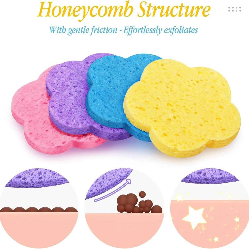 Natural Cellulose Facial Sponge Thick Reusable Compress Pad for Deep Exfoliation Mask Application Makeup Removal