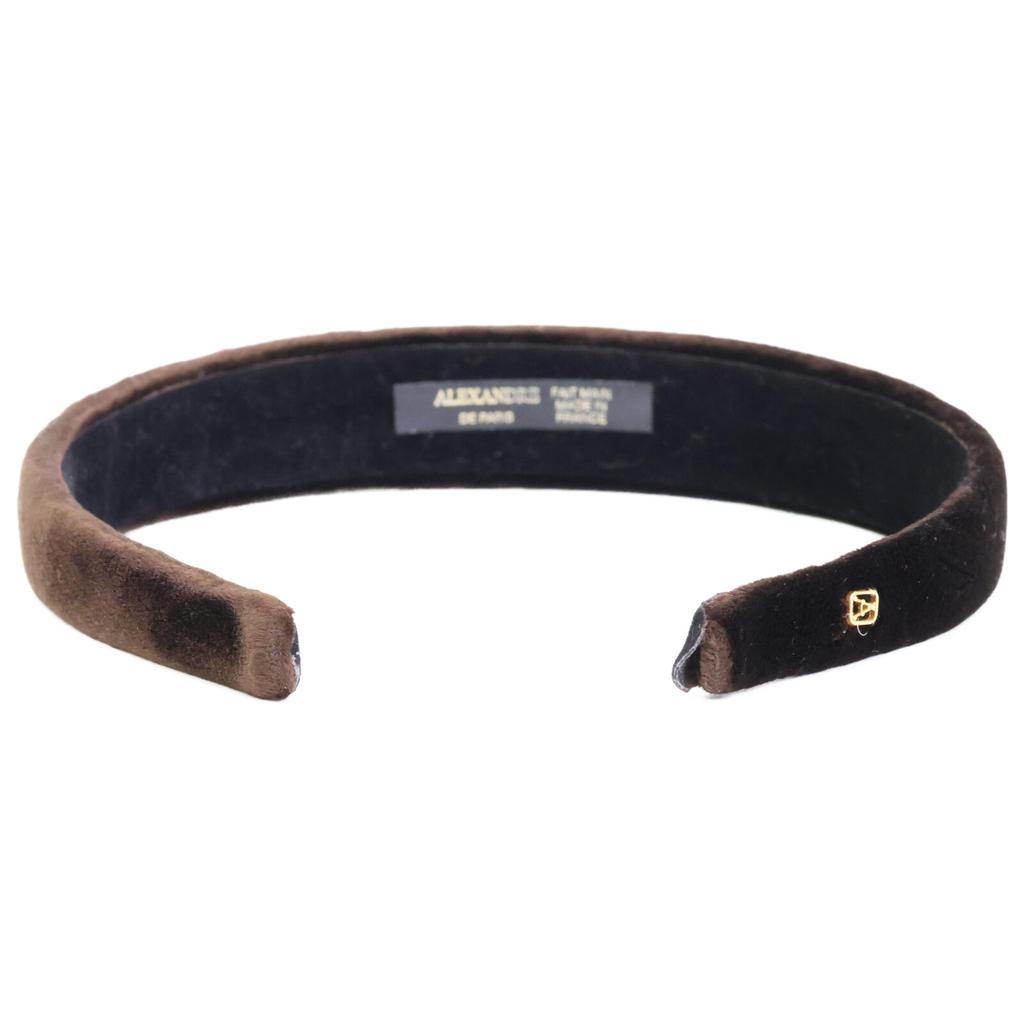 Alexandre de Paris 0002026839-001-1-08 Velours Stirnband Haaraccessoire Dunkelbraun Gebraucht