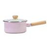 Bestco NQ-0112 Karino Enamel Saucepan, 18cm, Pink, with Glass Lid, Induction Cooking Compatible, All Heat Sources