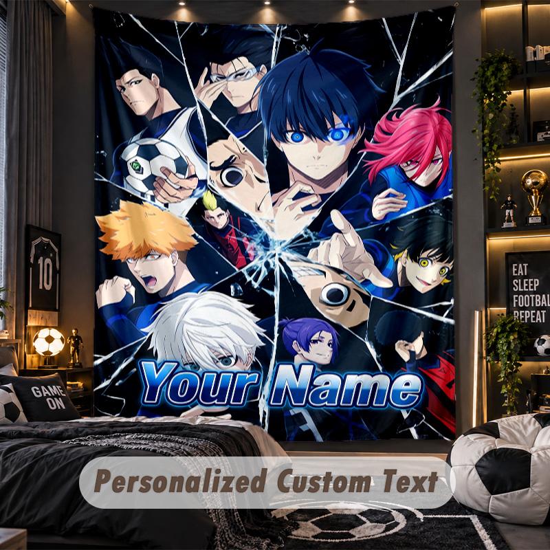 Personalized Wall Tapestry,Blue Lock Custom Printed Name, Fabric Wall Art For Indoor Room Backdrop