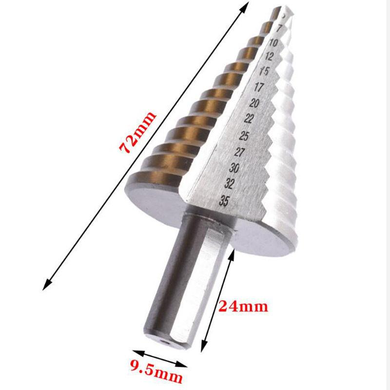 Wiertło stopniowe HSS ze stali szybkotnącej 5-35MM powlekane tytanem wiertło do drewna i metalu HSS narzędzie elektryczne frez otworowy narzędzie przemysłowe rozwiertak