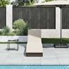 Folding Sun Lounger with Cushion and Storage Space Brown Poly Rattan