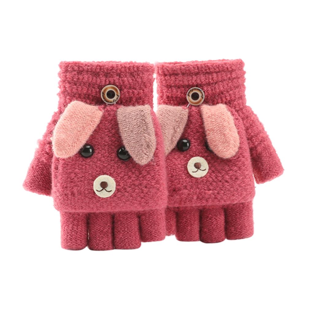Soft Convertible Flip Top Gloves Kids Baby Winter Warm Knit Fingerless Mitten