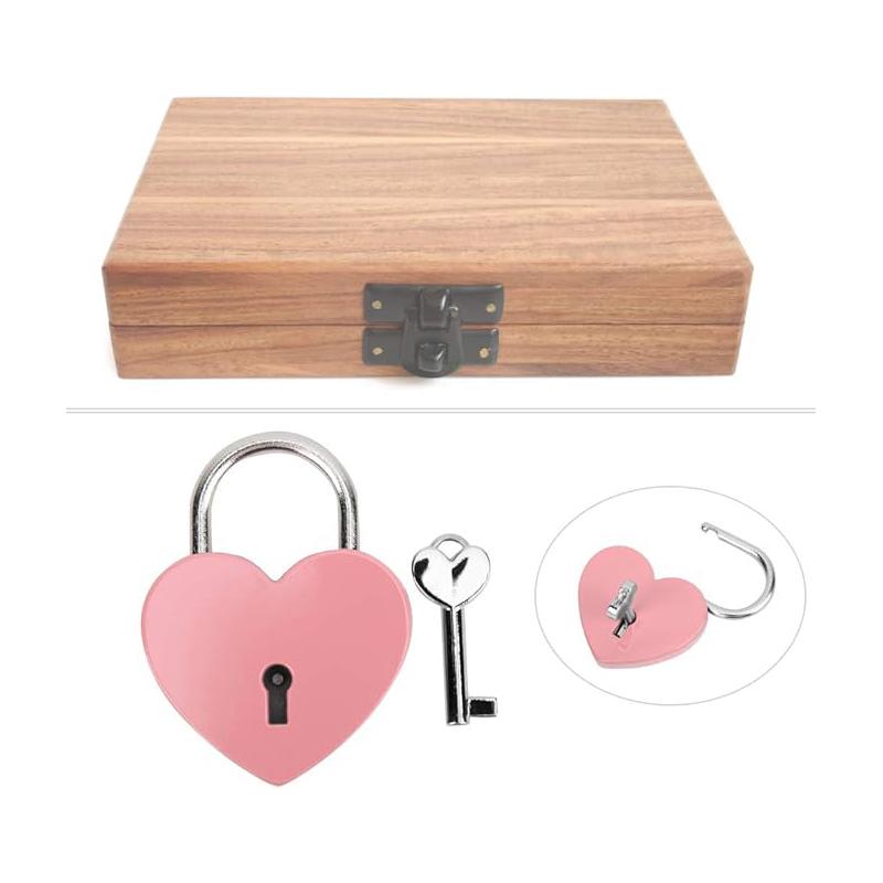 Szív Alakú Fém Lakat Kulccsal Színes Különleges Lakat Háztartási Ékszerdoboz Tárolódoboz Naplókönyv 45x59mm
