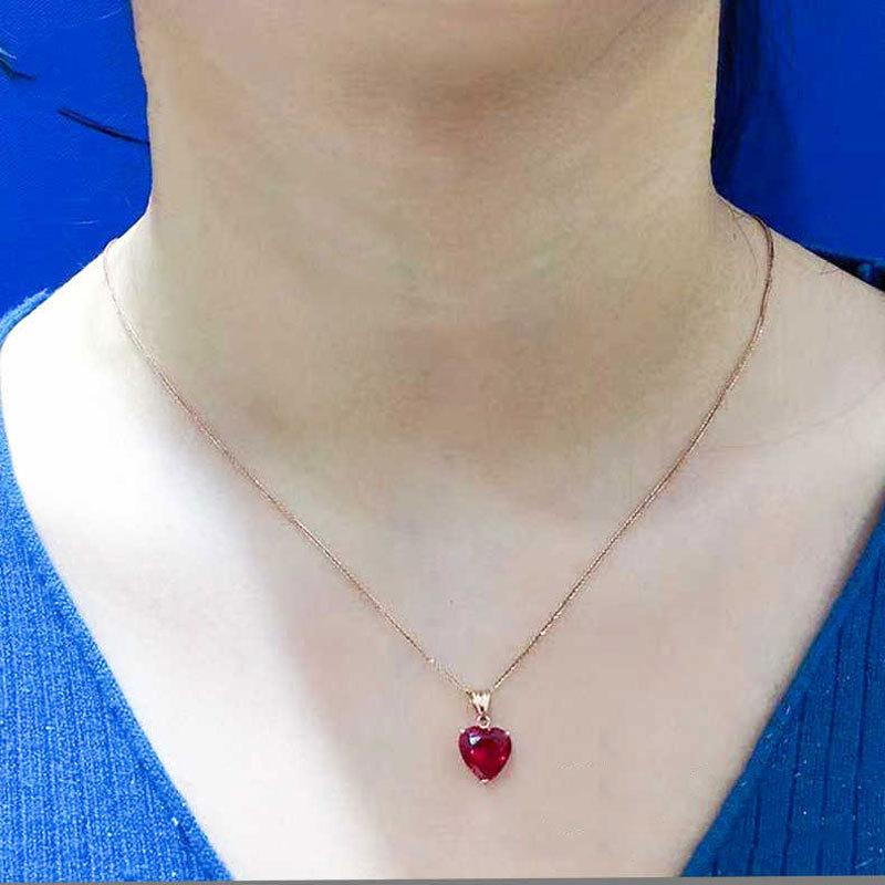 Pingente Exquisito Roxo Dourado 585 Vermelho Rosa Amor Versão Coreana Coração Banhado a Ouro Rosa Coração de Pêssego Colar Corrente para Clavícula