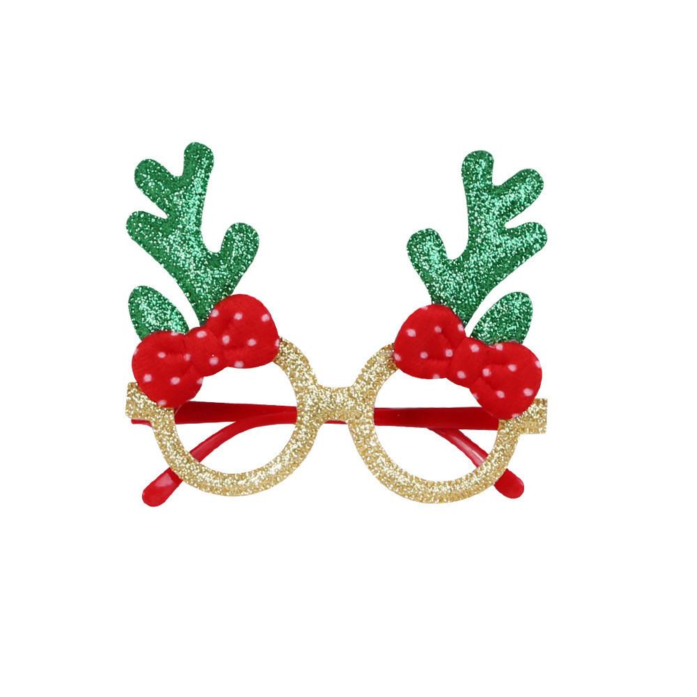 

Cartoon Fun Style Christmas Glasses For Children And Adults With Playful Antlers Reindeer Green Antlers Red Bow