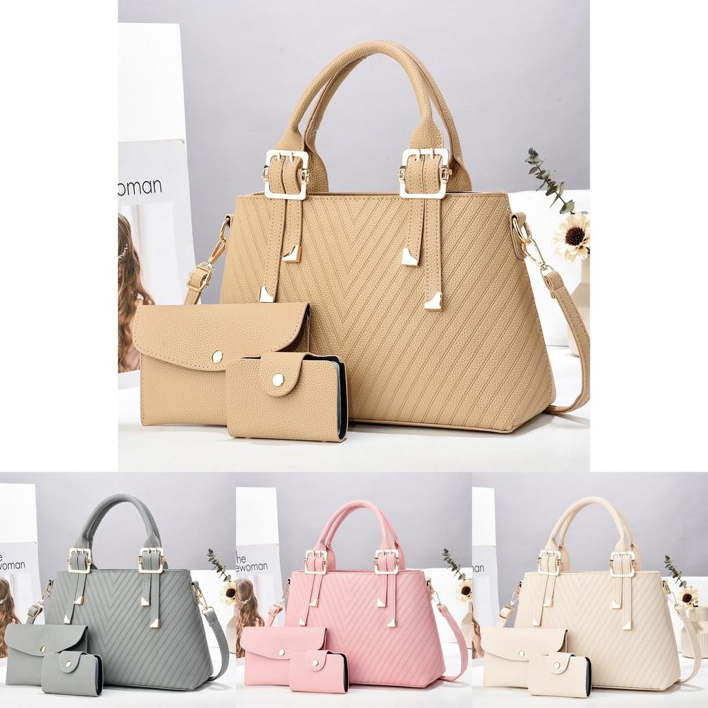 Stylish Macaron Color Three Piece Set In Chic Pu Fabric For Daily Use With High Capacity