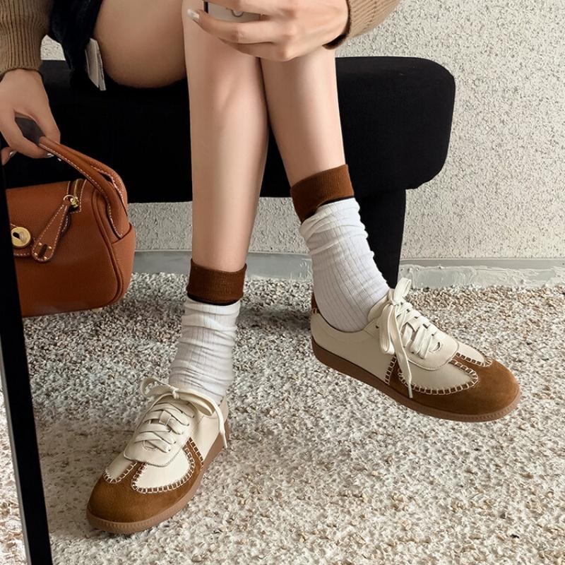 Fashion German Trainning Shoes 2025 New Autumn Casual Sneakers Round Toe Thick Heel Platform Shoes Lace Up Soft Slip On Women Sneakers
