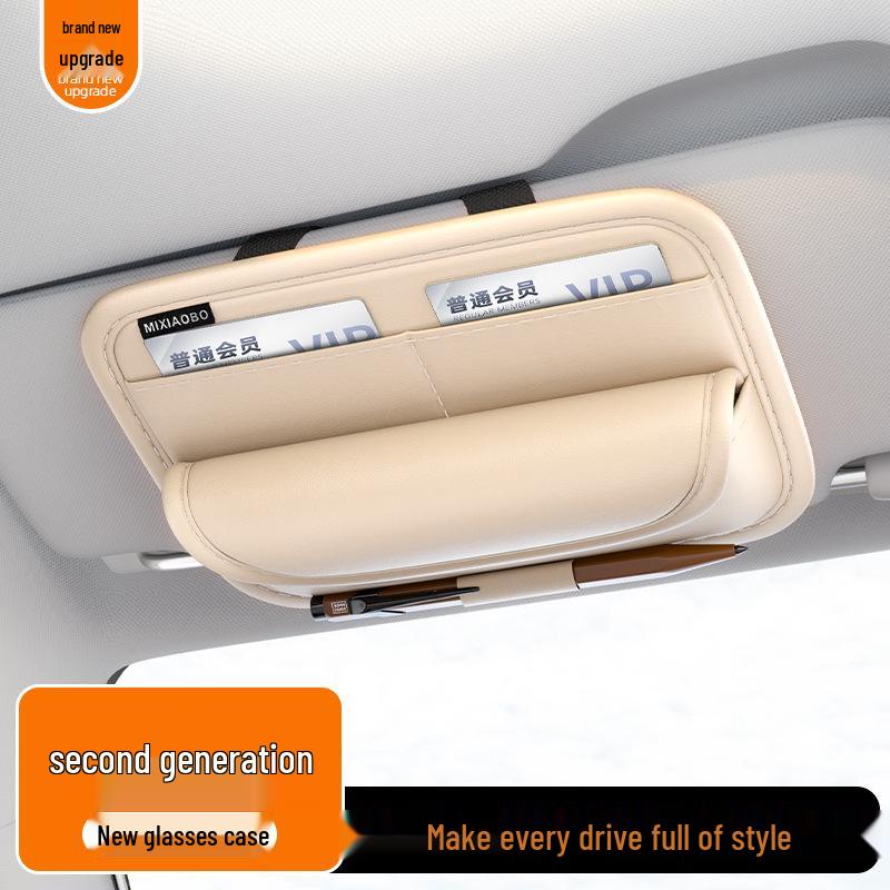 Multi-Functional Car Sun Visor Organizer: Glasses Case, Card Holder, Ticket Clip