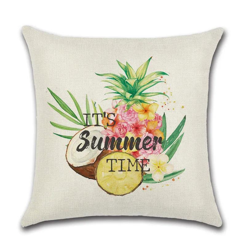 Summer Pineapple Truck Bicycle Printed Decorative Throw Pillow Case Linen Cushion Cover Almofada Home Sofa Car Decortive