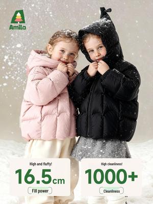 2025 Winter Girls' Hooded White Duck Down Jacket - Thickened and Warm