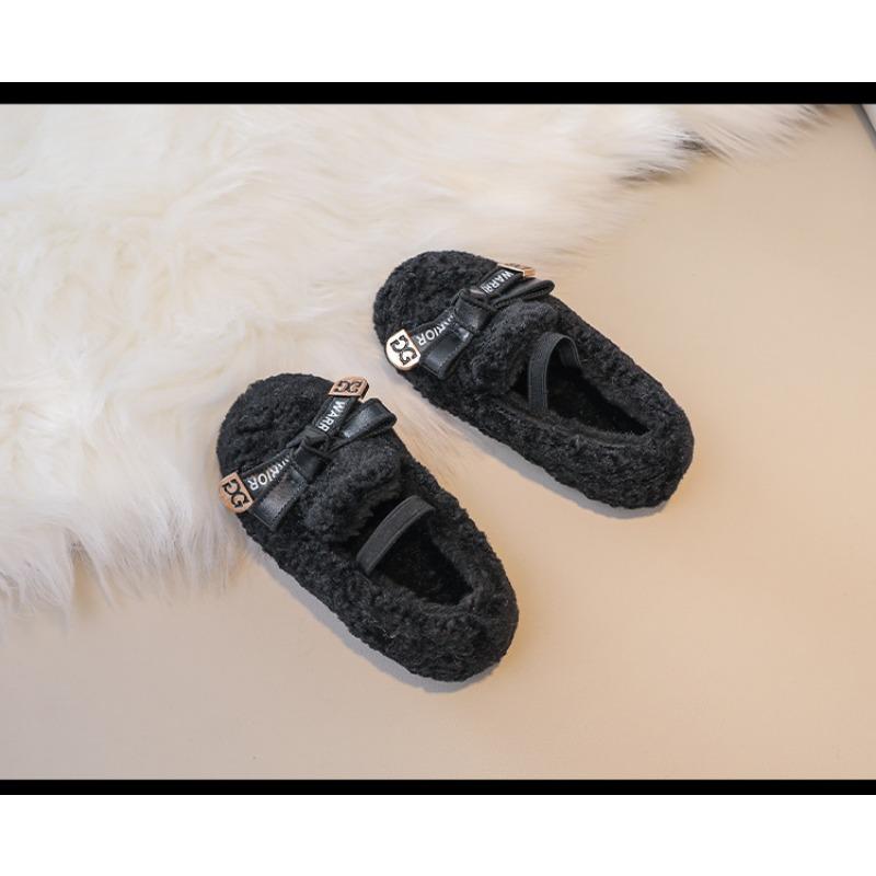 Children's Woolly Shoes Female Autumn and Winter Network Red Cute Cotton Shoes Girls' Beanie Shoes with Velvet Warm Baby Wear