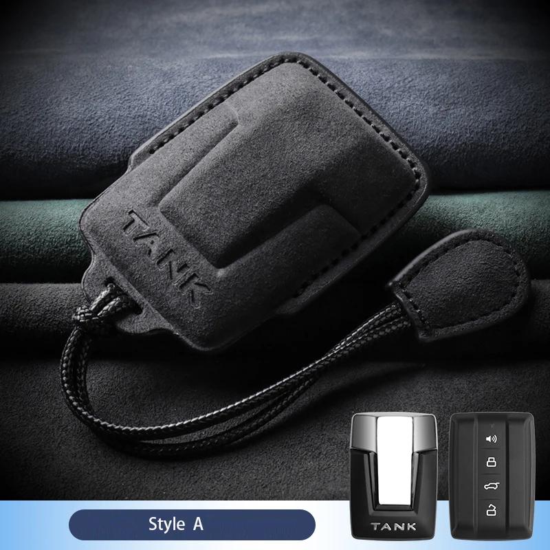 

Suede Leather Car Key Case For Great Wall Gwm Wey Tank 300 500 Tank300 Tank500 Keyless High-Quality Car Accessories