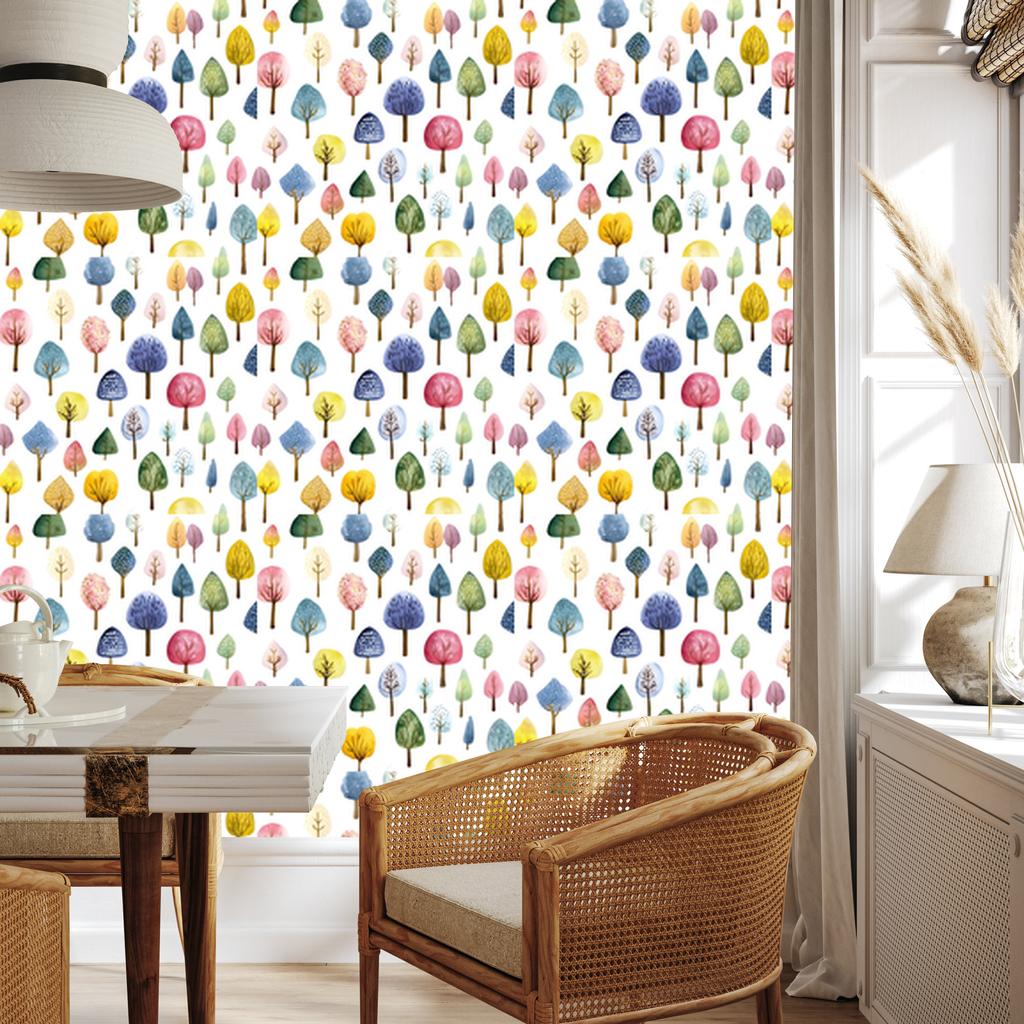 Flowers and Leaves Wallpaper White, Cream and Blue for Living Room and Bedroom 50x1000