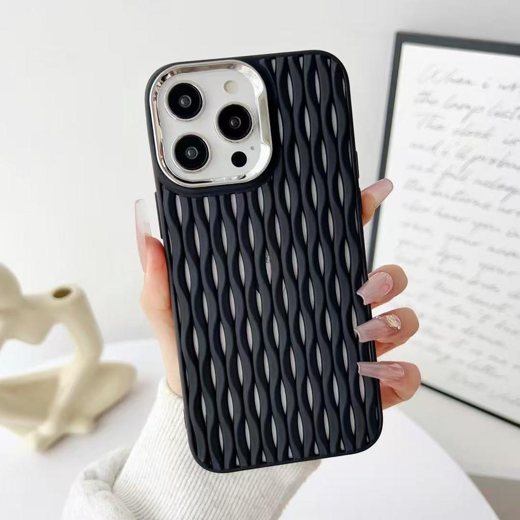Electroplating Frame Suitable for IPhone16p Corrugated Shell Apple 15/14 Breathable Heat Dissipation Shell Anti-fall Protection Case