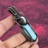 Larimar Pendant Rainbow Moonstone Pendant Copper Wire Wrapped Gemstone Jewelry