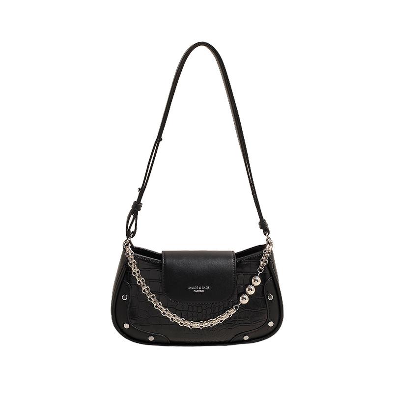 

Цепочная сумка-подмышка женская сумка новый каменный узор ретро ветер заклепка маленькая квадратная сумка модная сумка-багет на одно плечо 13*25*7cm