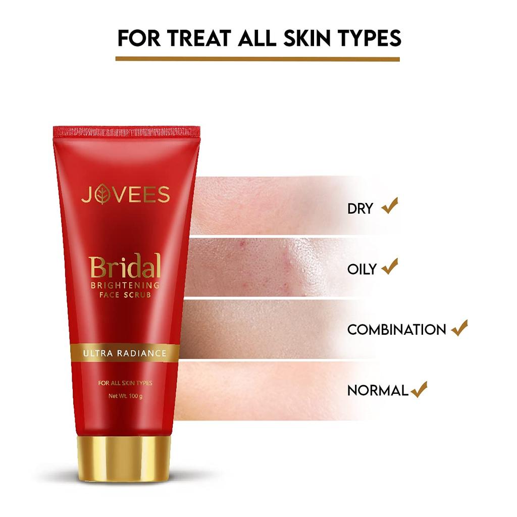 Jovees Bridal Brightening Face Scrub 100G Pack Of 1 | Gentle Exfoliation For Radiant Glow | Smooth Skin Care For All Types Paraben Free