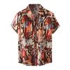 Men's Hawaiian Vacation Casual Cotton Linen Top Printed Short Sleeve Floral Shirt